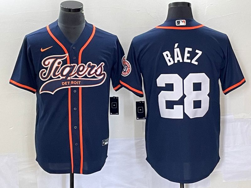 Men Detroit Tigers #28 Baez Blue Joint Name 2025 Nike MLB Jersey style 1